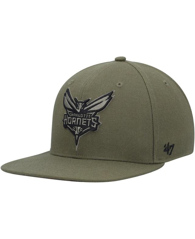 Mens 47 Olive Charlotte Hornets Ballpark Camo Captain Snapback Hat Product Image