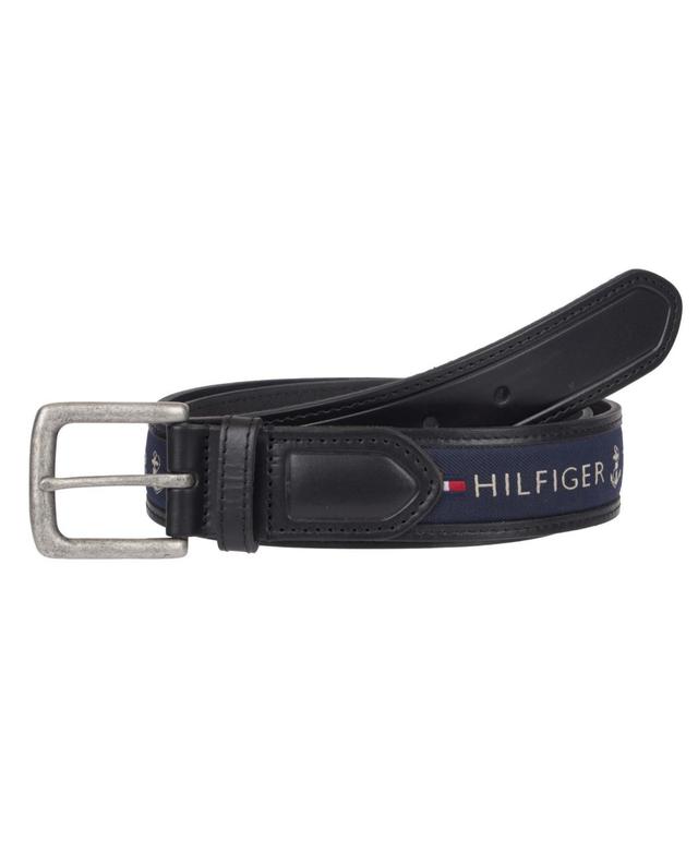 Tommy Hilfiger Mens Tri-Color Ribbon Inlay Leather Belt Product Image