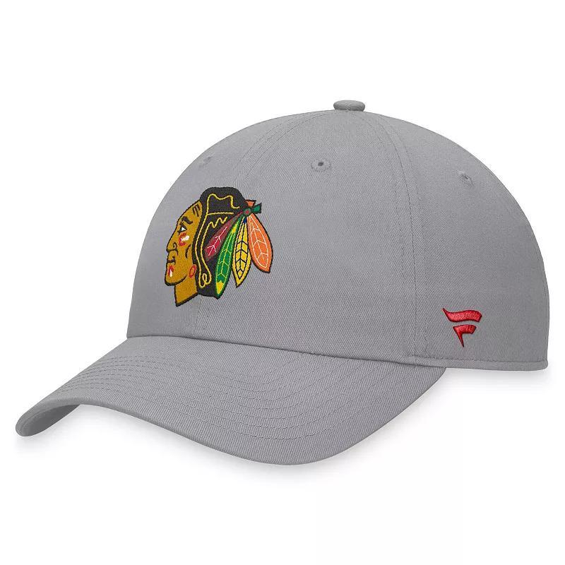 Mens Fanatics Branded Gray Chicago Blackhawks Extra Time Adjustable Hat Product Image