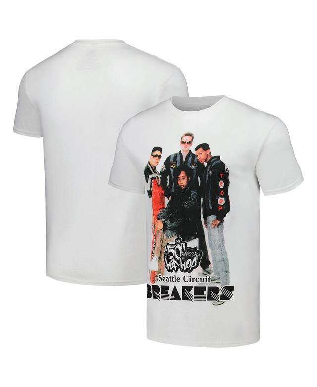 Mens White 50th Anniversary of Hip Hop Seattle Circuit Breakers Graphic T-shirt Product Image