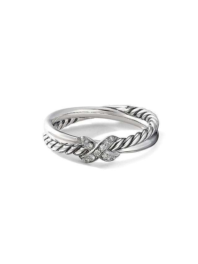 Womens Petite X Ring with Pav Diamonds Product Image