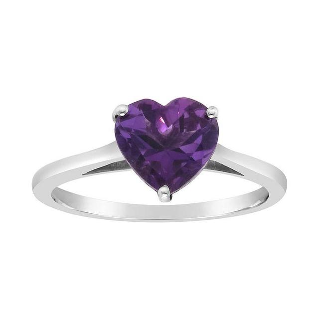 Alyson Layne Sterling Silver Amethyst Heart Ring, Womens Product Image