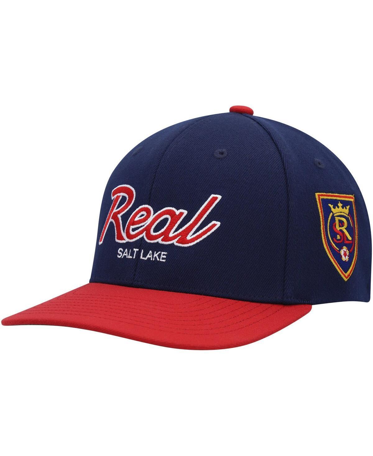 Mens Mitchell & Ness Navy Real Salt Lake Team Script 2.0 Stretch Snapback Hat Product Image