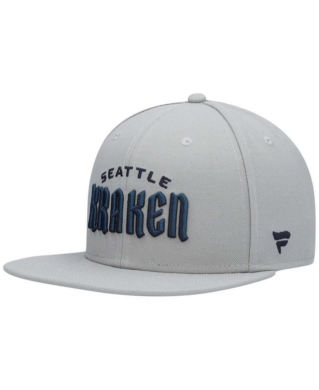 Mens Fanatics Branded Gray Seattle Kraken Wordmark Logo Snapback Hat Product Image