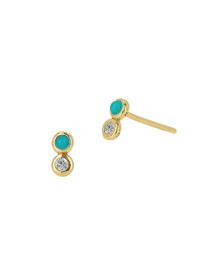 Rachel Reid 14K Yellow Gold Turquoise & Diamond Stud Earrings Product Image