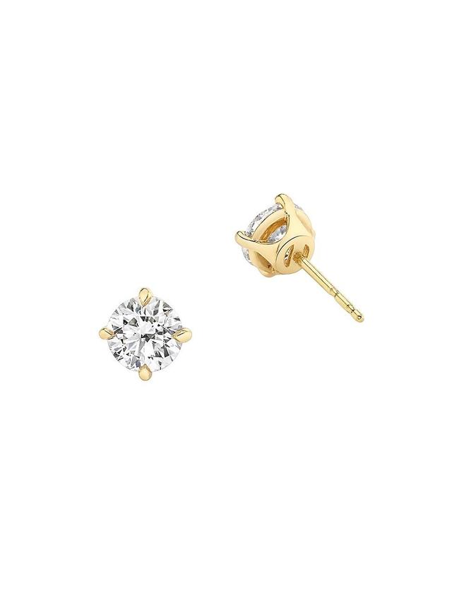 Womens 14K Yellow Gold & Round 2.0 TCW Lab-Grown Diamond Stud Earrings Product Image