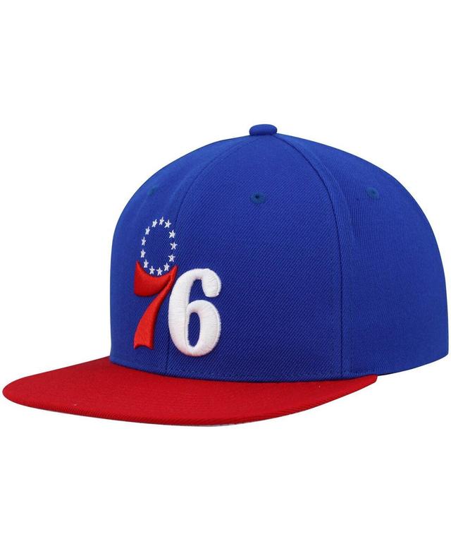 Mens Mitchell & Ness Royal/Red Philadelphia 76ers Team Two-Tone 2.0 Snapback Hat Product Image