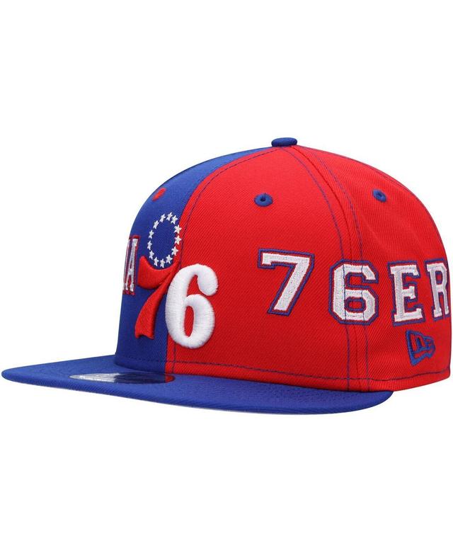 Mens New Era Royal/Red Philadelphia 76ers Team Split 9FIFTY Snapback Hat Product Image