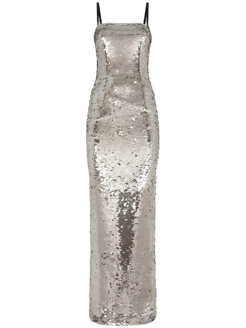 Sequin-embellished Maxi Dress In Silver Product Image