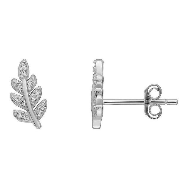 PRIMROSE Sterling Silver Cubic Zirconia Leaf Stud Earrings, Womens Product Image