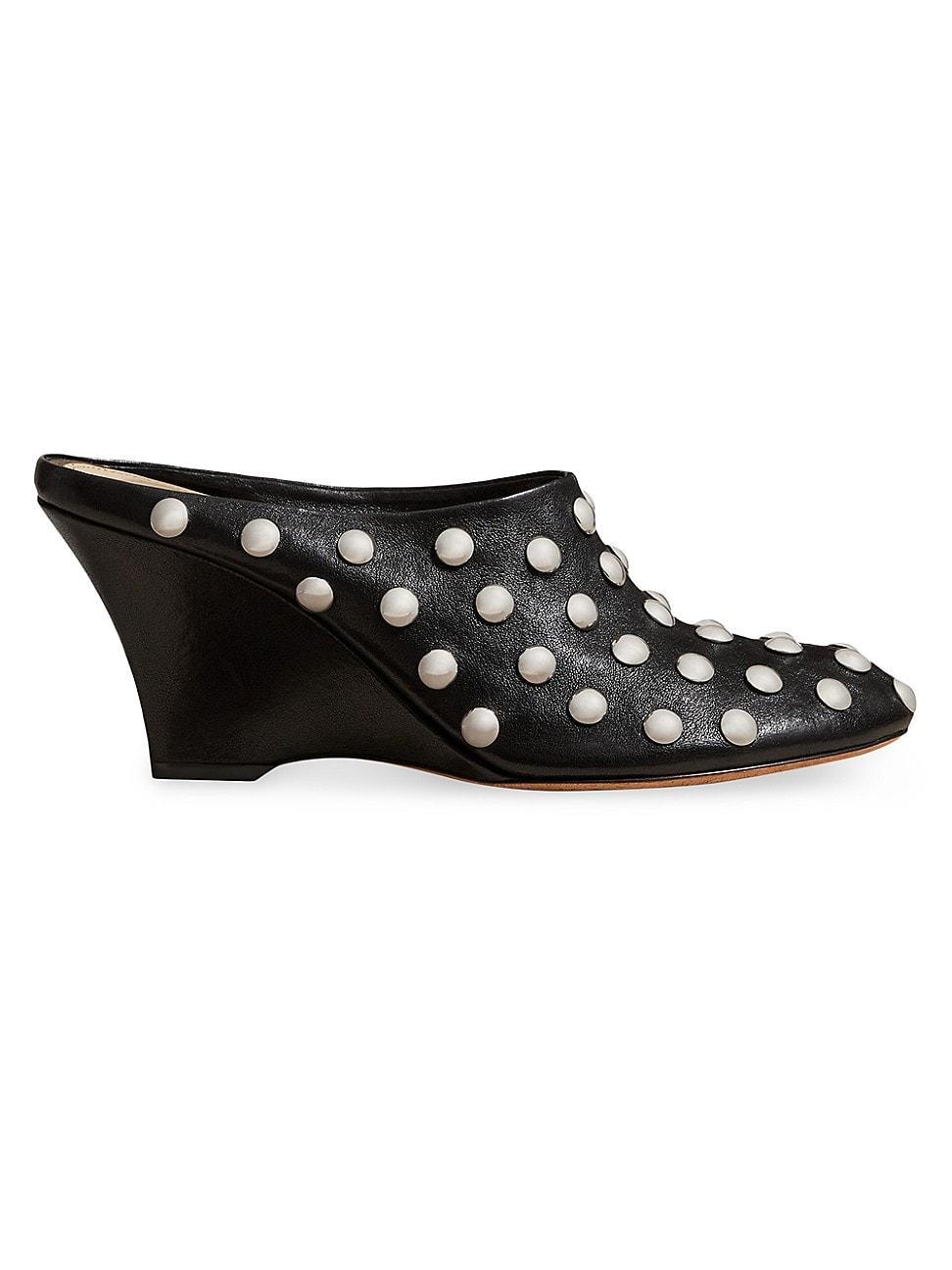 Womens Apollo Leather Studded Wedge Mules Product Image