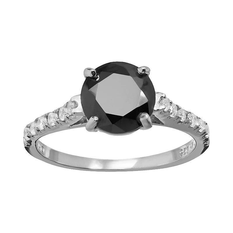 Sophie Miller Black & White Cubic Zirconia Sterling Silver Ring, Womens Product Image