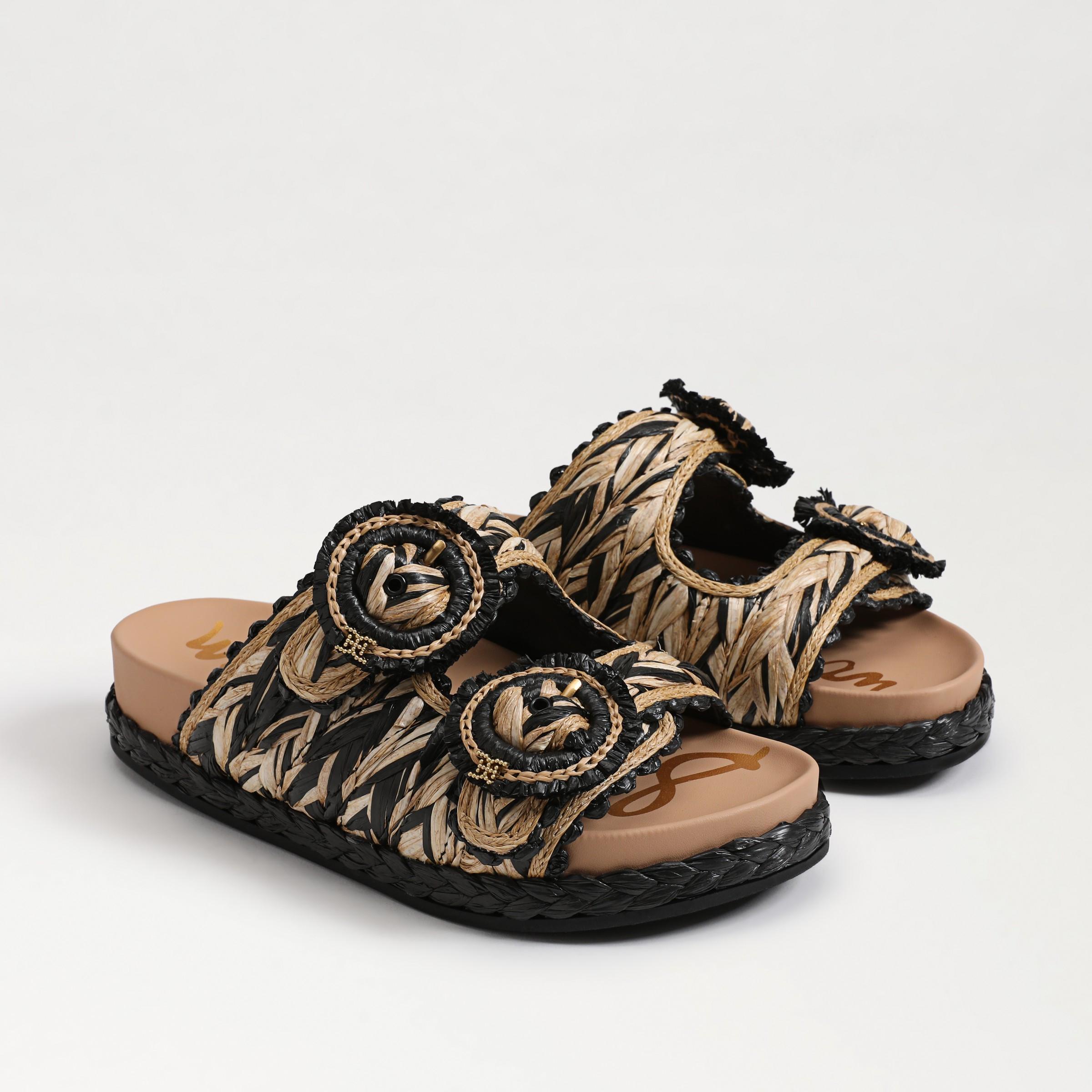 Sam Edelman Reina Braided Platform Sandal Black/Natural Raffia Product Image