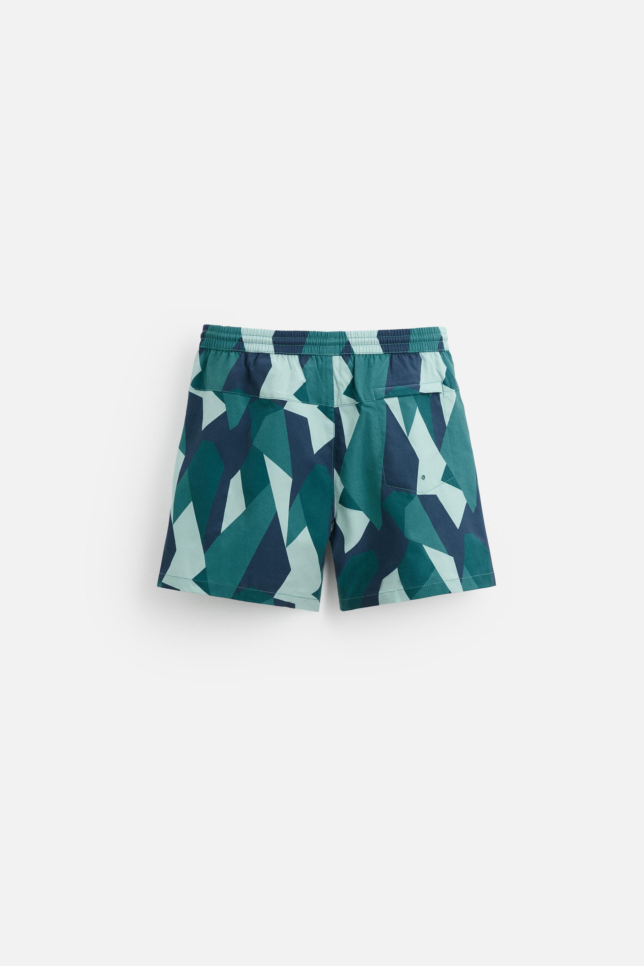 LONG ABSTRACT PRINTED SWIMMING TRUNKS Product Image