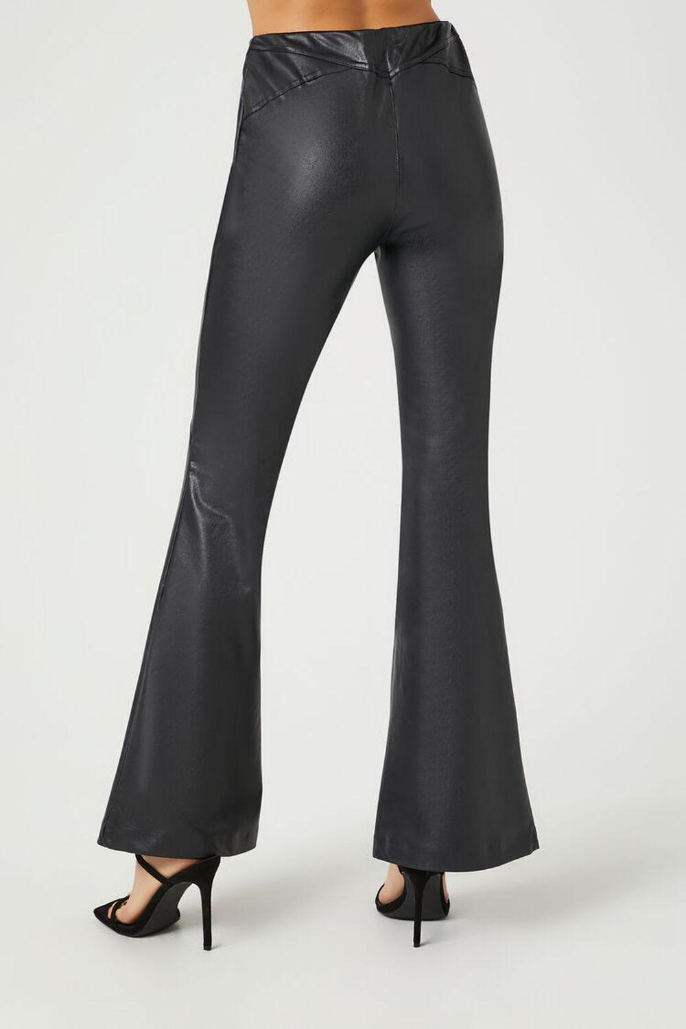 Faux Leather Mid-Rise Flare Pants | Forever 21 Product Image