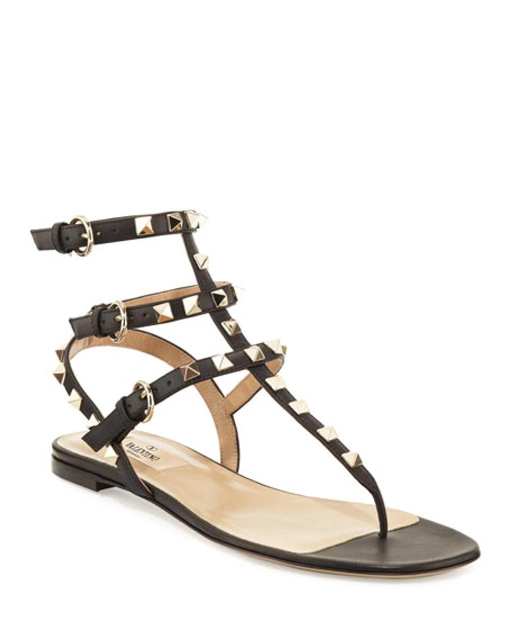 VALENTINO GARAVANI Rockstud Leather Sandals In Black Product Image