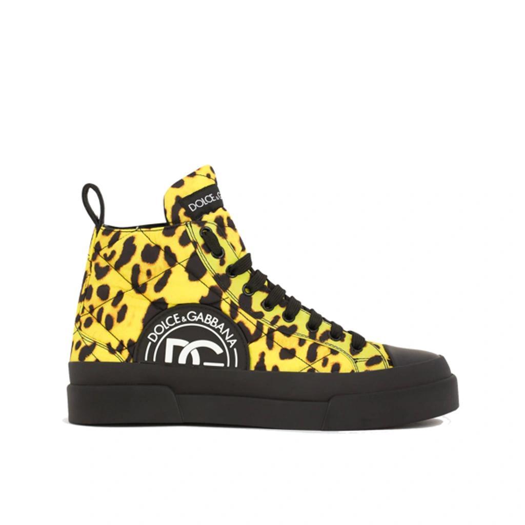 DOLCE & GABBANA Leopard Quilted Sneakers In Yellow Product Image