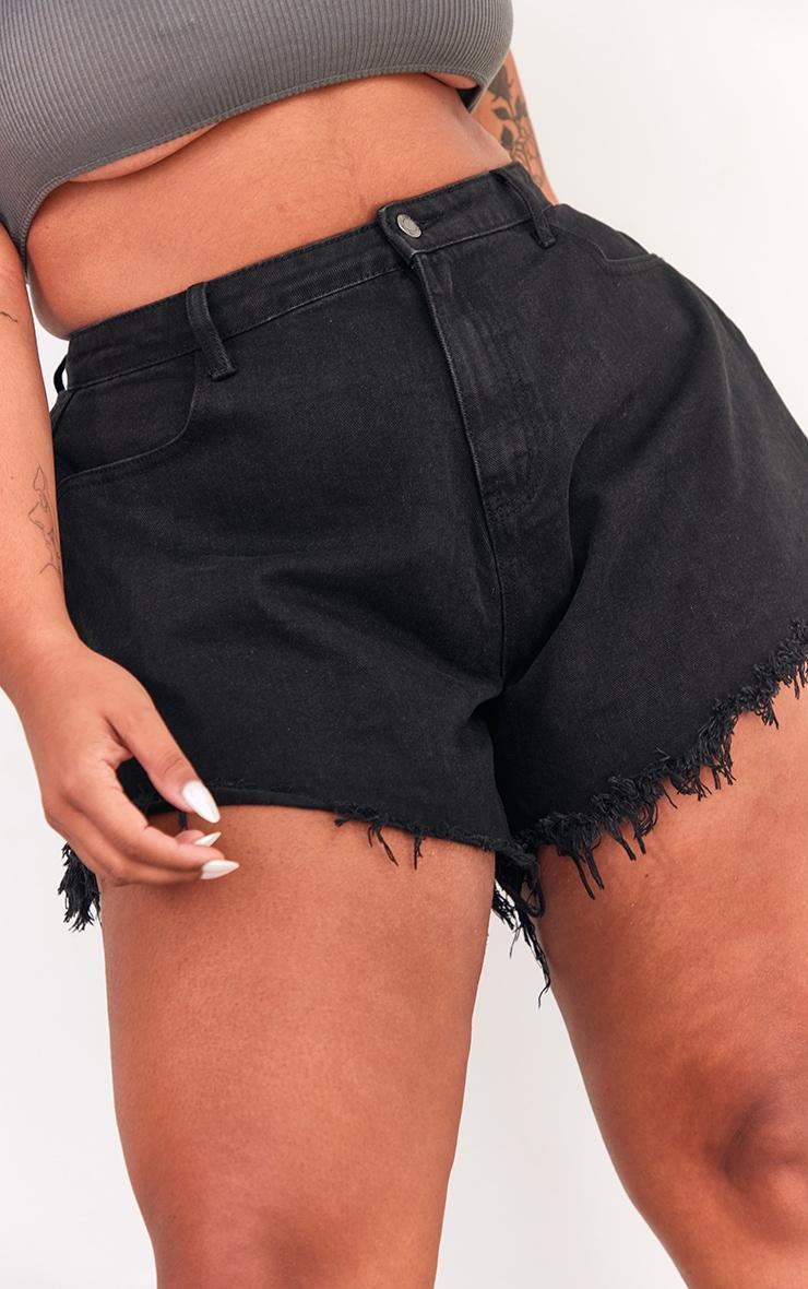 Plus Black Floaty Denim Shorts Product Image