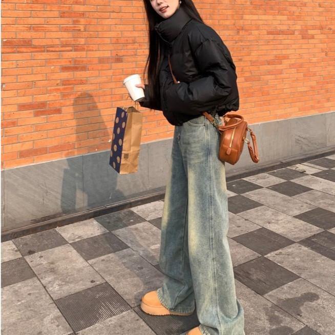 High Waist Washed Wide Leg Jeans product image