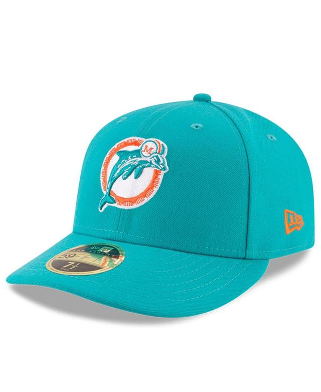 Mens New Era Aqua Miami Dolphins Omaha Throwback Low Profile 59FIFTY Fitted Hat Turquoise A Product Image