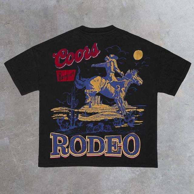 Vintage Coors Rodeo Cowboy Bull 90s Graphic 100% Cotton Short Sleeve T-Shirt Product Image