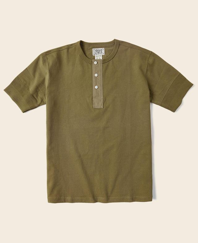 Vintage Short Sleeve Henley T-Shirt - Green Product Image