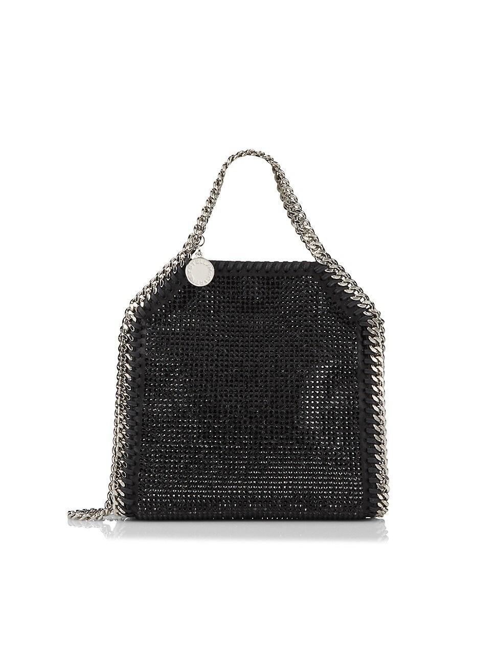 Womens Crystal-Embellished Satin Tiny Falabella Tote Bag Product Image