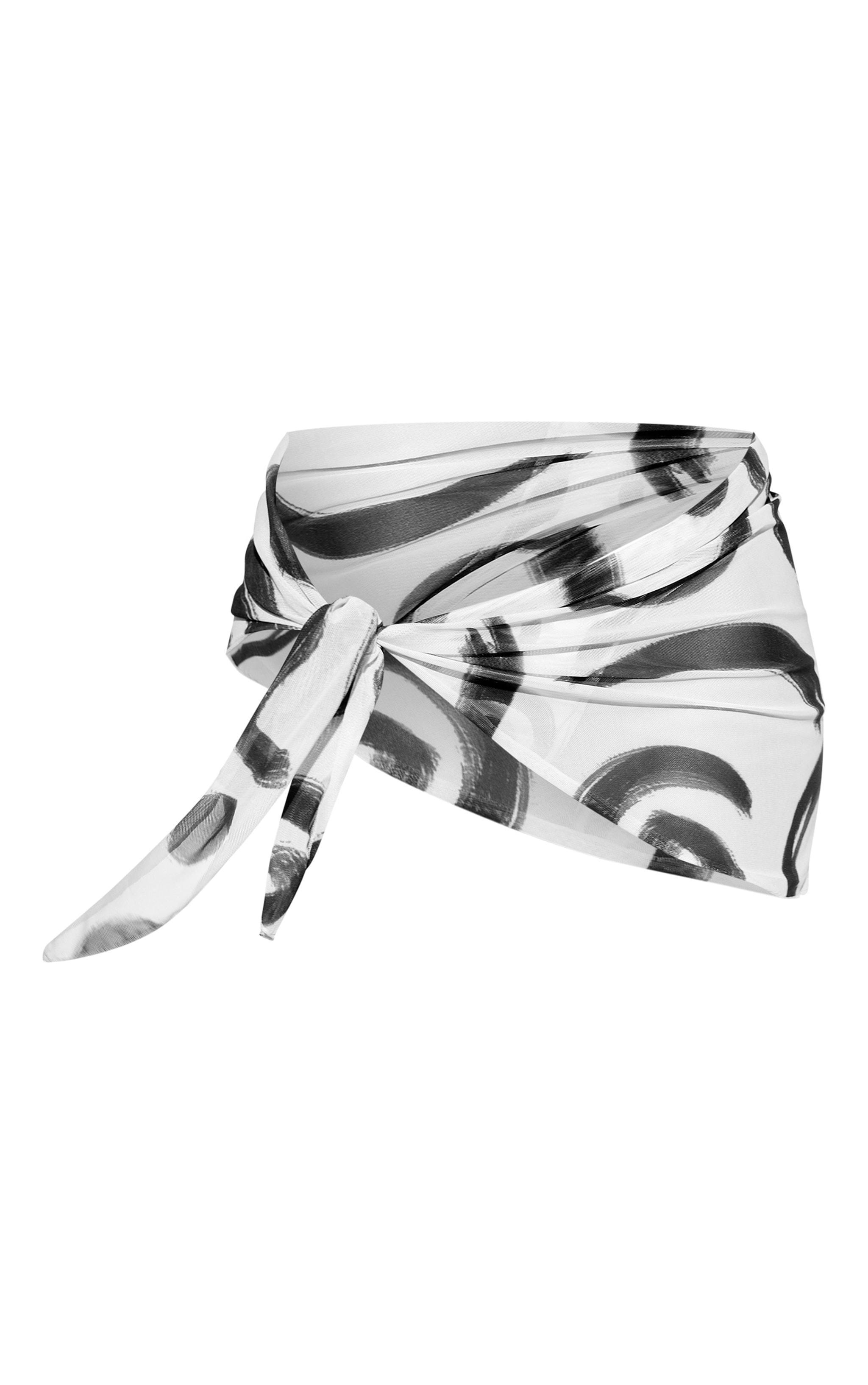 Monochrome Swirl Print Mesh Mini Beach Sarong Product Image