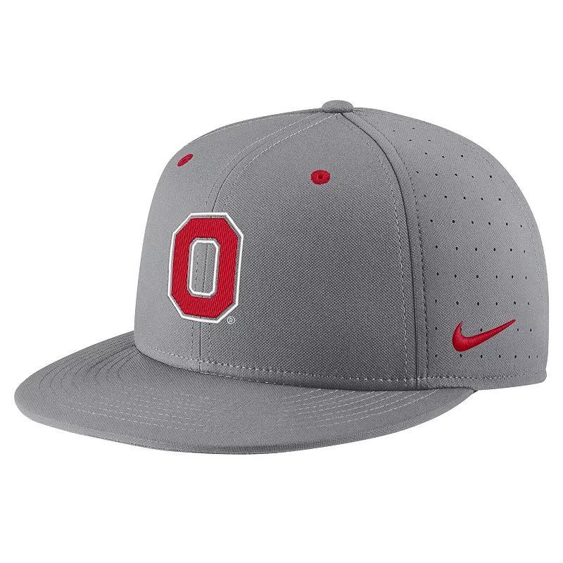 Mens Nike Gray Ohio State Buckeyes USA Side Patch True AeroBill Performance Fitted Hat Product Image