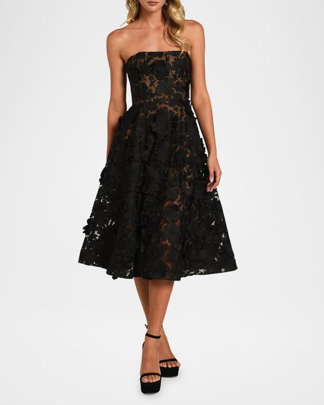 Florence Embroidered Strapless Midi Dress Product Image