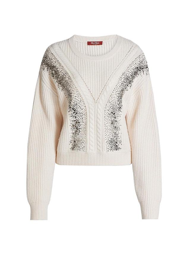 Womens Lessy Embellished Rib-Knit Wool Sweater Product Image