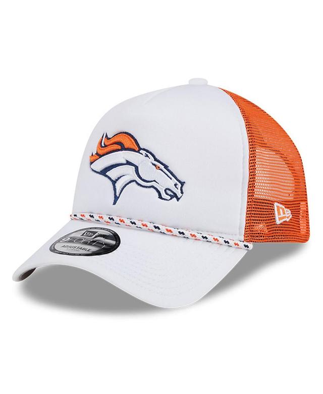 Mens New Era /Orange Denver Broncos Court Sport Foam Front A-Frame 9FORTY Adjustable Trucker Hat Product Image