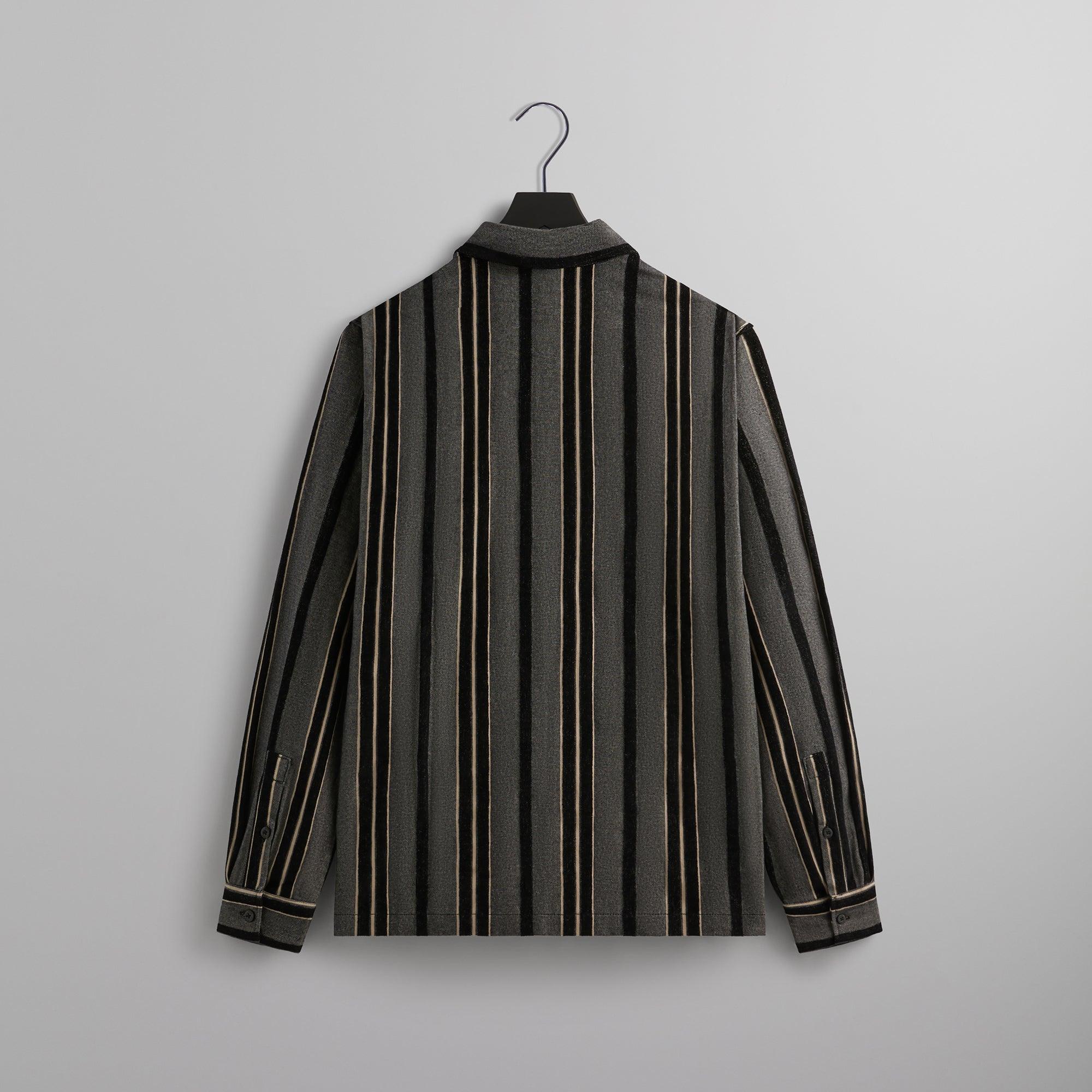 Kith Striped Flannel Boxy Collared Overshirt - Black Male Product Image