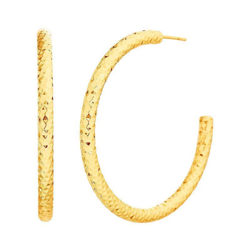 Paige Harper 14k Gold Over Recycled Brass Large Textured C-Hoop Earrings, Womens, Gold Tone Product Image