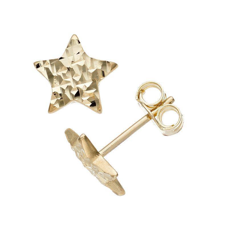 Au Naturale 14k Gold Textured Star Stud Earrings, Womens, Yellow Product Image