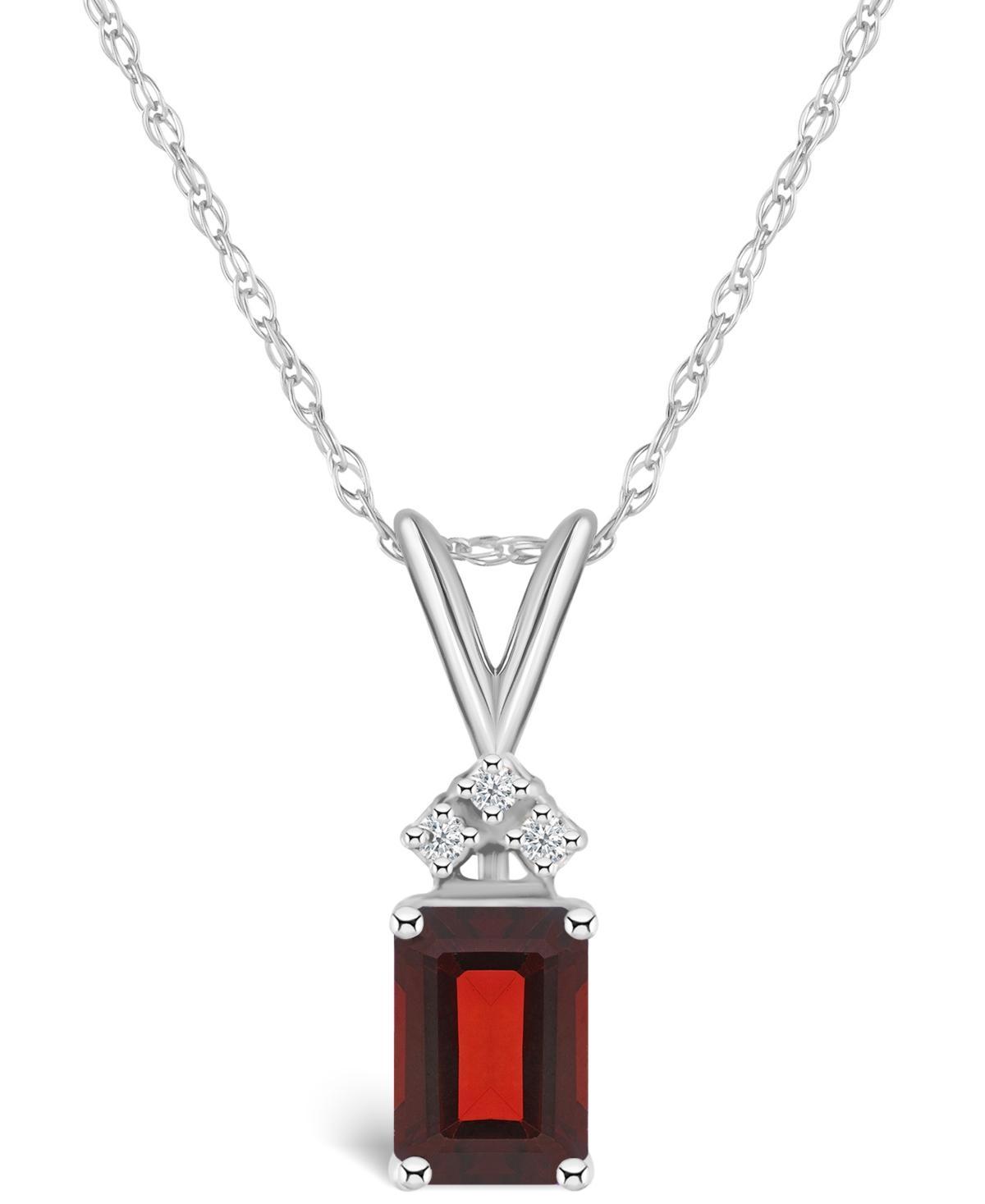 Celebration Gems 14k Gold Emerald Cut Garnet & Diamond Accent Pendant Necklace, Womens Product Image