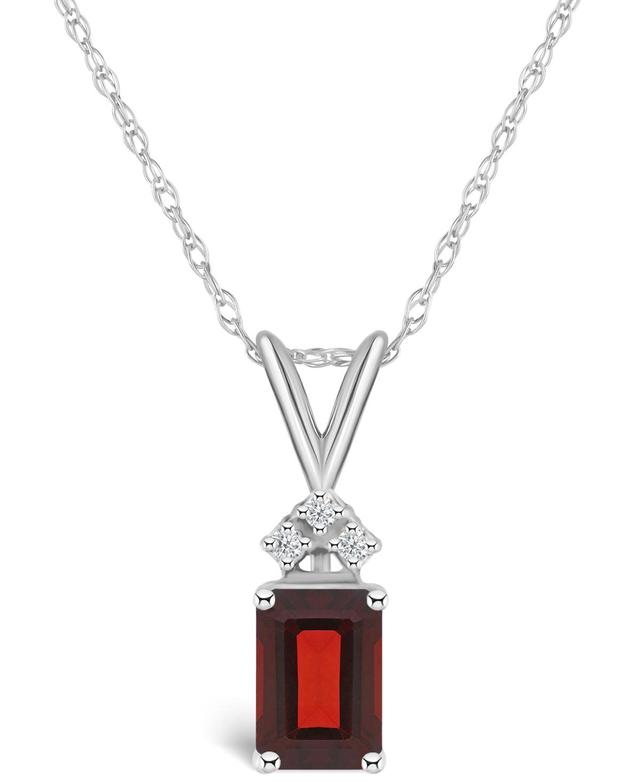 Celebration Gems 14k Gold Emerald Cut Garnet & Diamond Accent Pendant Necklace, Womens Red Product Image