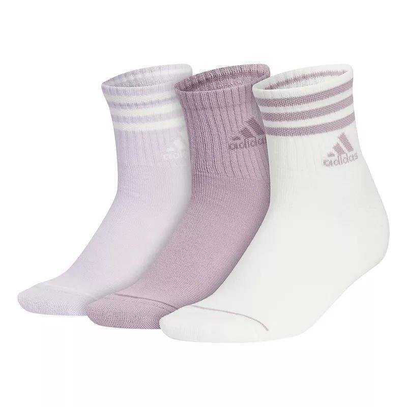 Womens adidas 3-Stripe 3.0 Cushioned 3-Pack High Quarter Socks Lt Beige Product Image