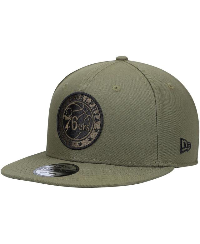 Mens Olive Philadelphia 76ers 9FIFTY Snapback Hat Product Image