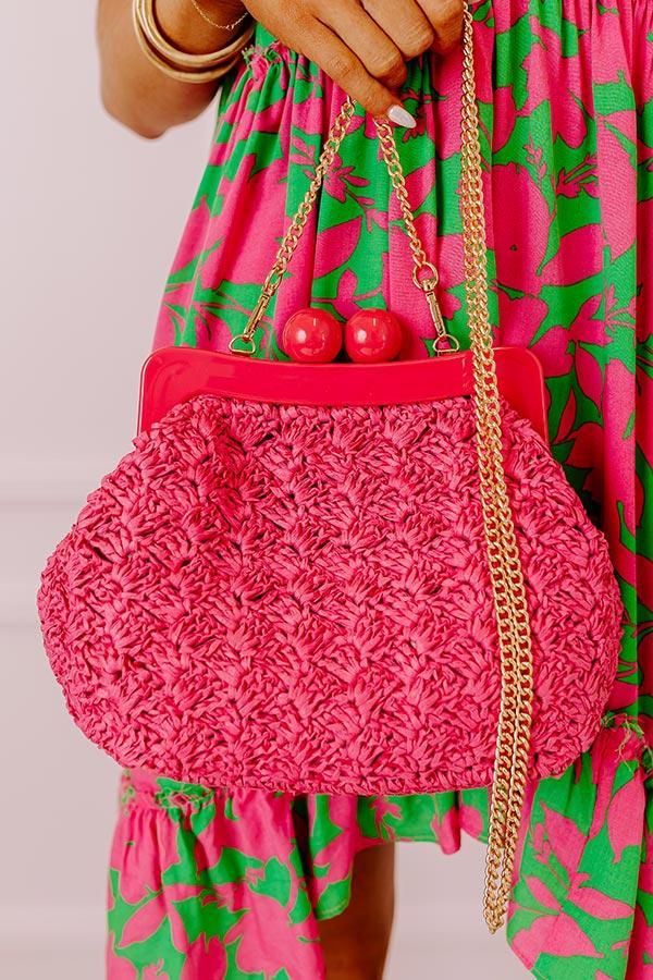 Coastal Canvas Woven Crossbody In Hot Pink Product Image