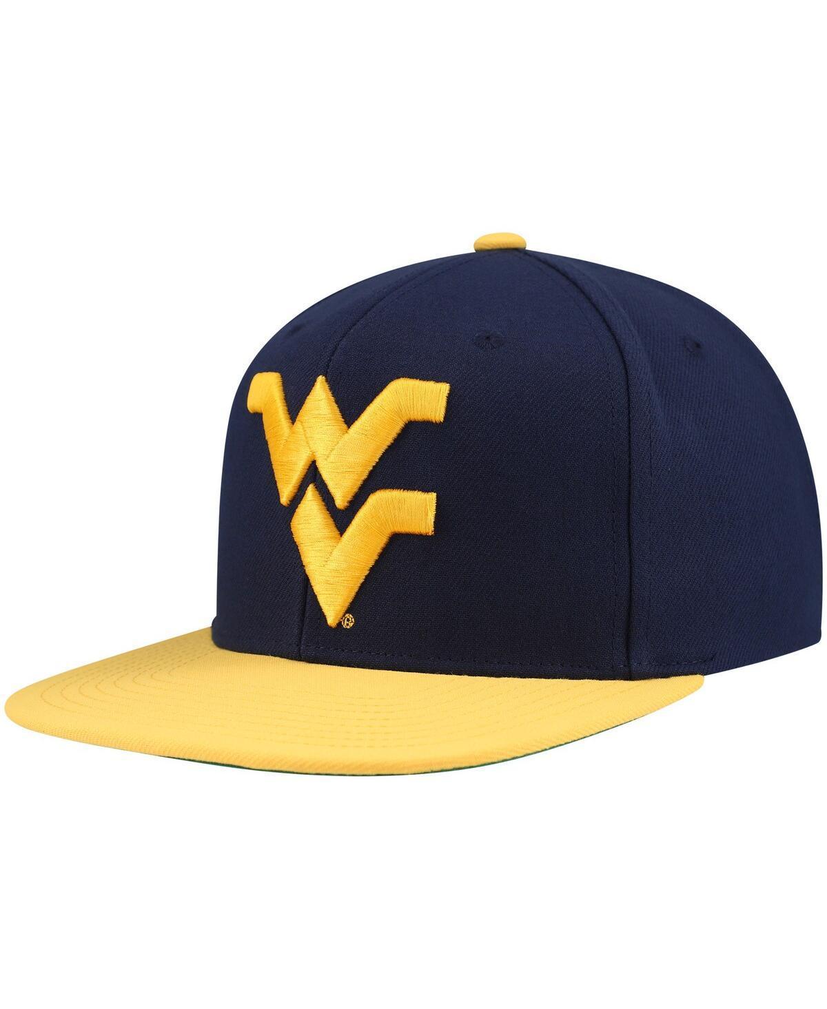 Mens Mitchell & Ness /Gold West Virginia Mountaineers 2-Tone 2.0 Snapback Hat, Blue Product Image