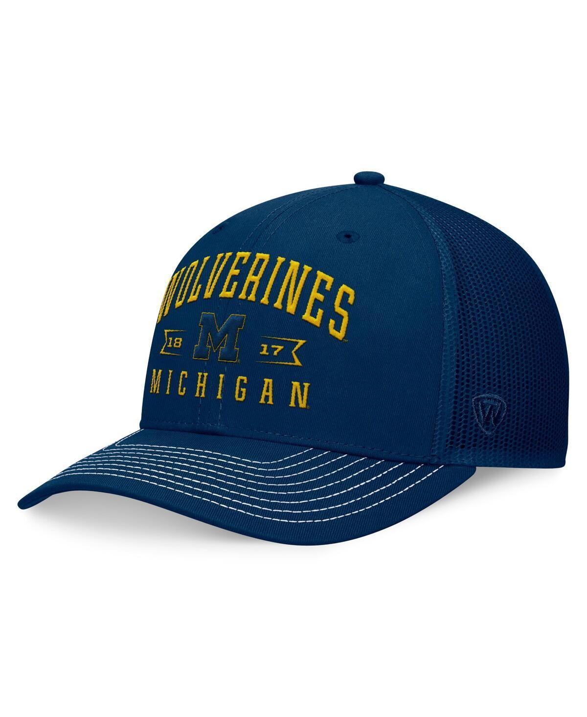 Mens Top of the World Navy Michigan Wolverines Carson Trucker Adjustable Hat Product Image