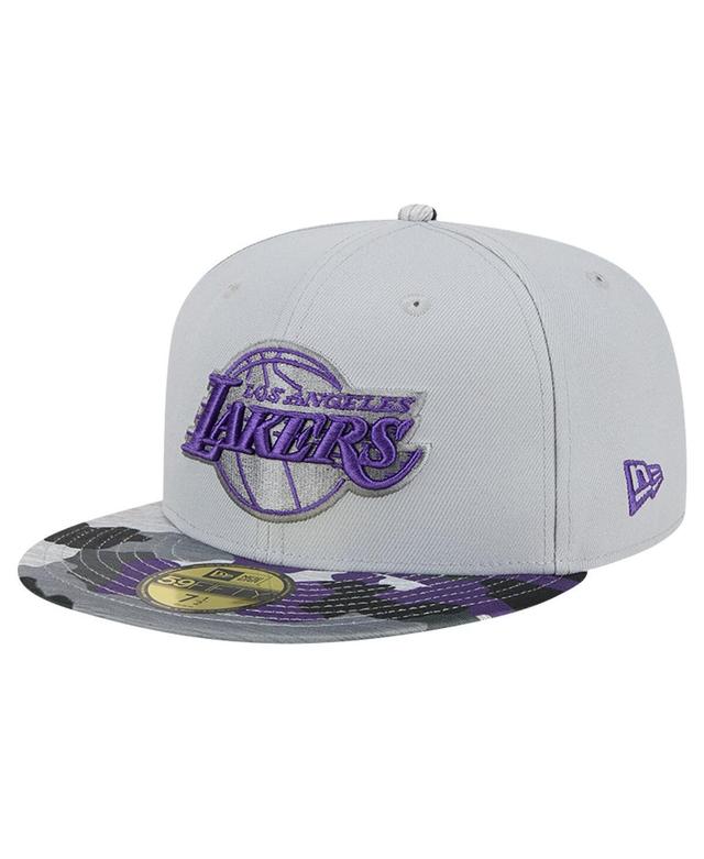 Mens New Era Gray Los Angeles Lakers Active Color Camo Visor 59FIFTY Fitted Hat Product Image