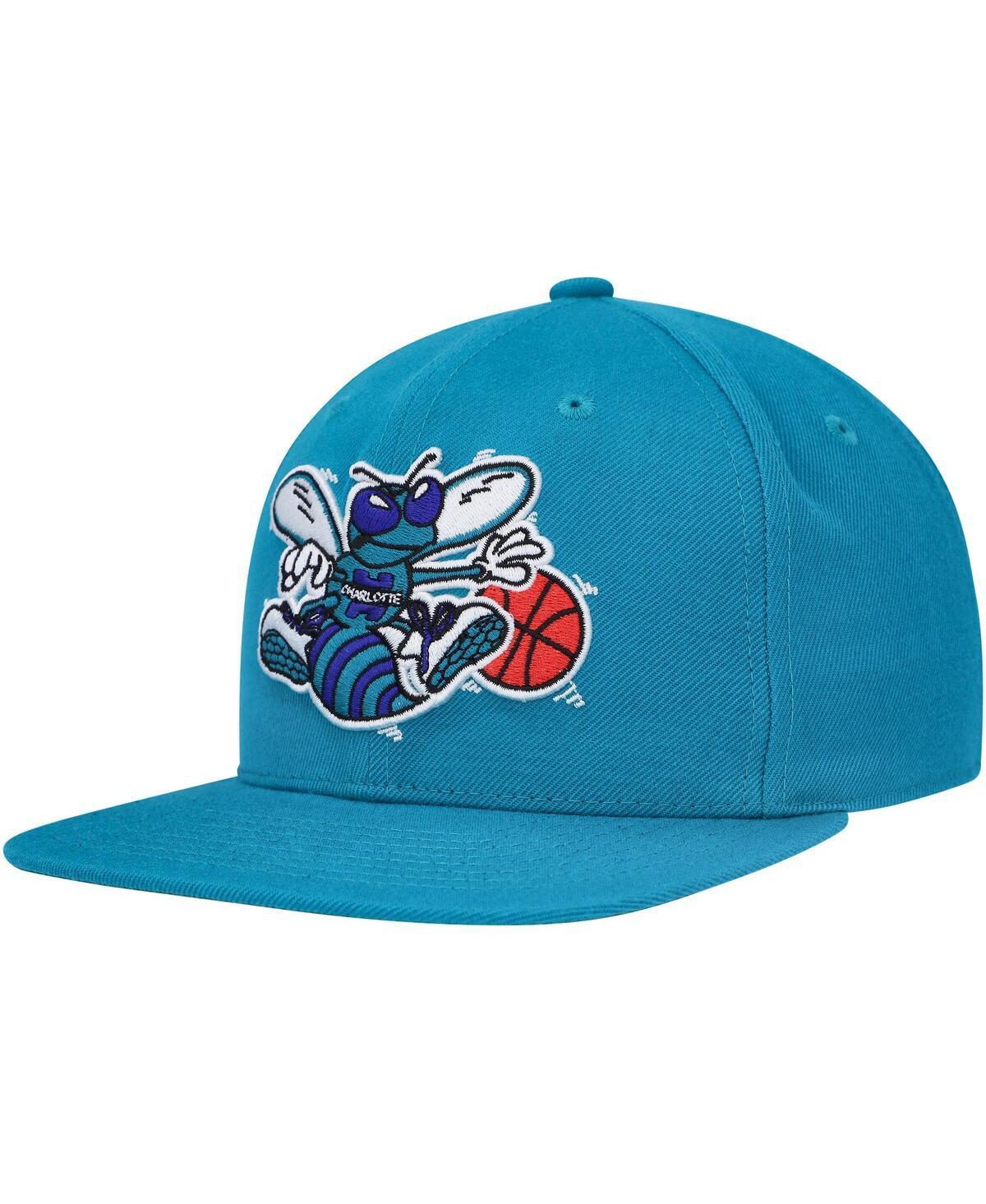 Mens Mitchell & Ness Teal Charlotte Hornets Hardwood Classics MVP Team Ground 2.0 Fitted Hat Product Image