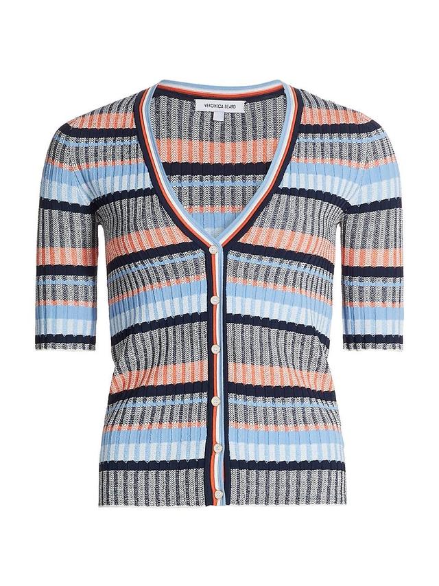 Womens Calliope Striped Rib-Knit Cardigan Product Image