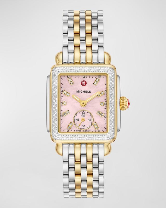 MICHELE 29mm Deco Mid Diamond Two-Tone Bracelet Watch in Country Rose Product Image