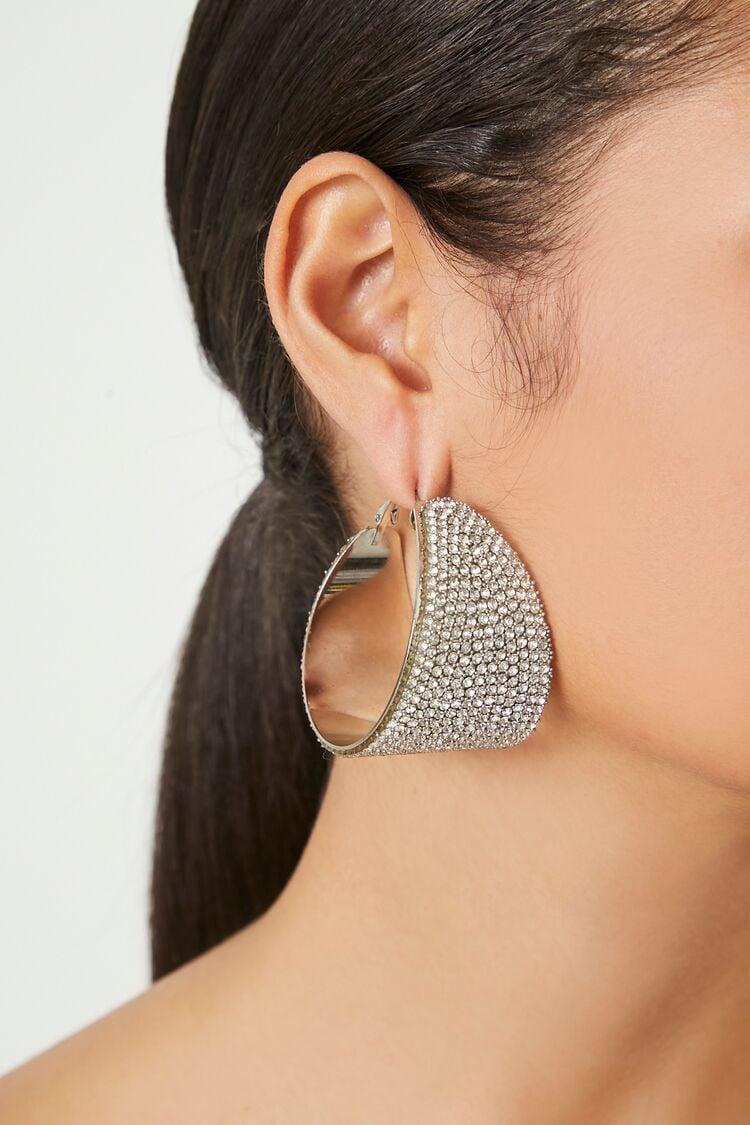 Thick Rhinestone Hoop Earrings | Forever 21 Product Image