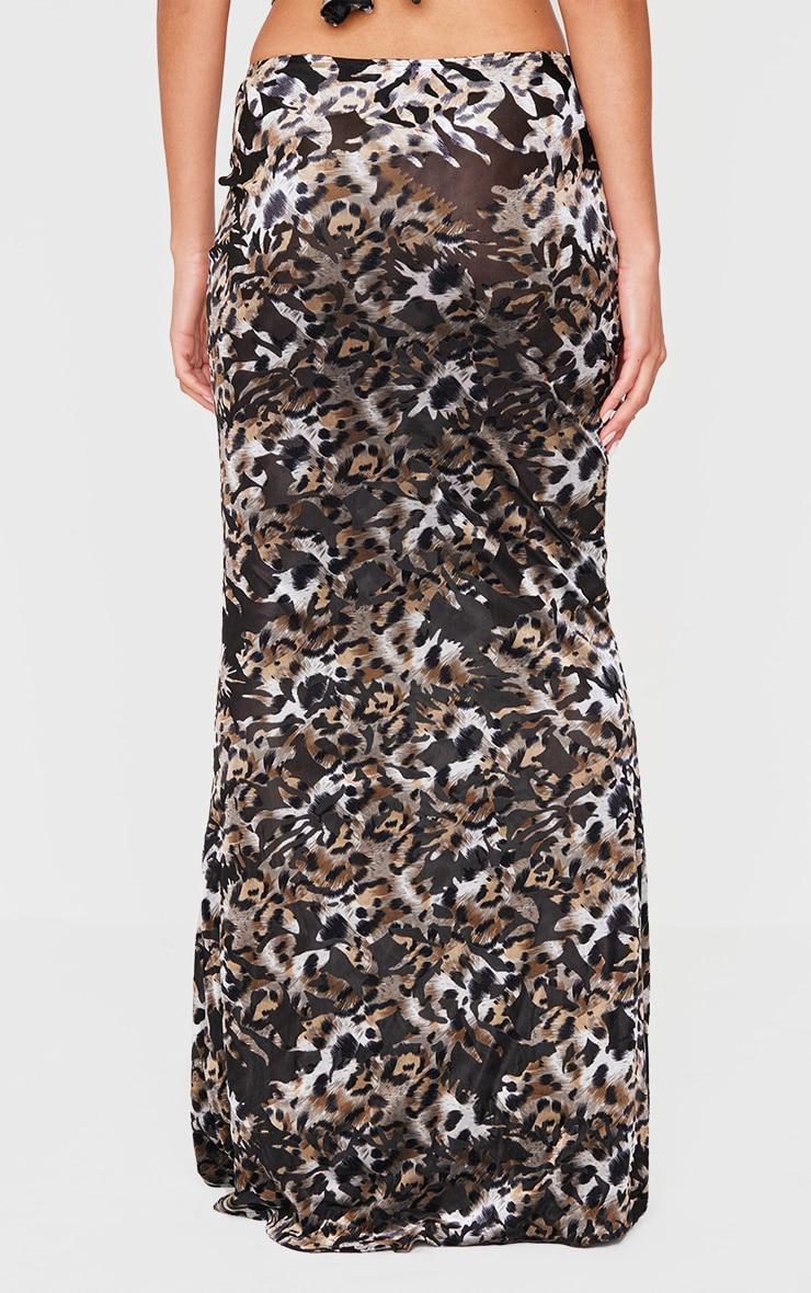 Leopard Devore Fish Tail Maxi Skirt Product Image