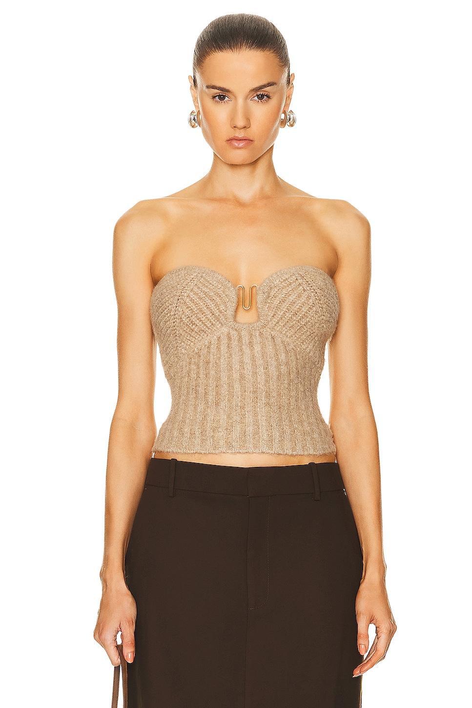 Cult Gaia Ellison Knit Top Beige. (also in ). Product Image