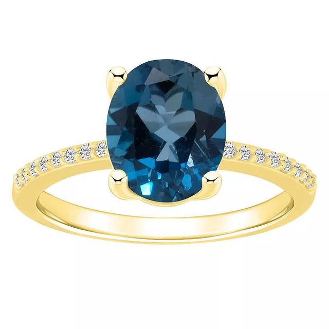 Alyson Layne 14k Gold Oval London Blue Topaz & 1/10 Carat T.W. Diamond Ring, Womens Product Image